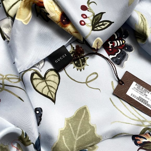 New Gucci Kris Knight Floral Print Silk Scarf with Gucci Gift Box - Picture 9 of 14